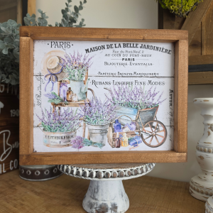Cadre sign farmhouse lavande Lavender Farm Paris en bois style campagne chic