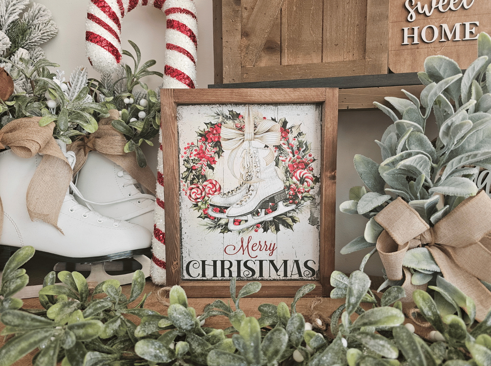 cadre-sign-farmhouse-merry-christmas--decoration-saisonniere-noel-christmas-winter-skate-rental-vintage-cottage-rustique-campagnard-champetre-ferme-shabby