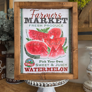 Cadre sign farmhouse pastèque Farmers Market Watermelon en bois style cuisine campagne chic