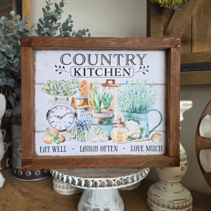Cadre sign farmhouse Country Kitchen en bois style cuisine campagne chic