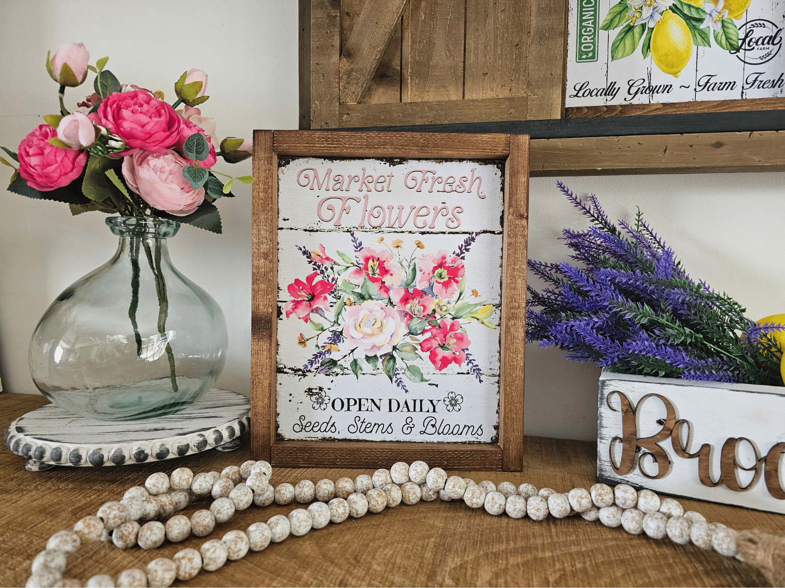 cadre-sign-farmhouse-market-fresh-flowers-open-daily-decoration-saisonniere-spring-vintage-cottage-rustique-campagnard-champetre-ferme-shabby