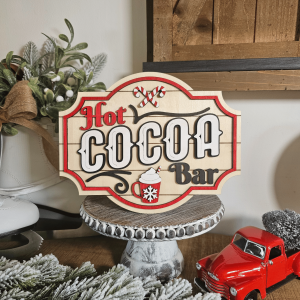 Sign farmhouse Hot Cocoa Bar en bois – déco hivernale rustique style chalet
