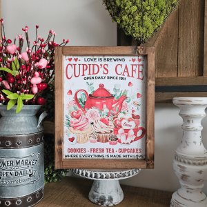 Cadre farmhouse Cupid’s Café décoration cuisine coin café vintage