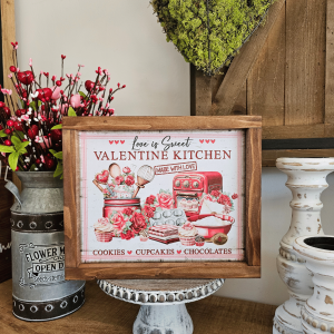 Décoration murale cuisine vintage Valentine Kitchen cookies cupcakes chocolates