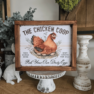 panneau décoratif cuisine style campagne chic poule vintage