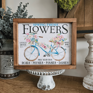 cadre sign farmhouse spring fresh flowers velo fleuri deco campagne chic