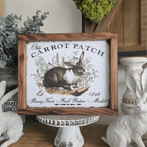 cadre sign farmhouse olde carrot patch lapin vintage
