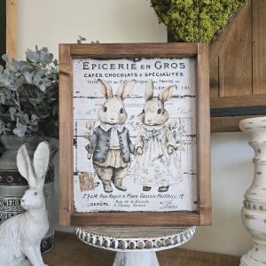 cadre sign farmhouse epicerie en gros lapins vintage grand 29x23,5