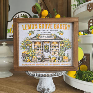 cadre sign farmhouse lemon grove bakery en bois avec boulangerie aux citrons pour décoration cuisine vintage
