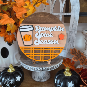 Enseigne ronde Pumpkin Spice Season en bois de 19 cm