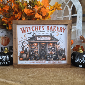 Cadre Witches Bakery farmhouse avec pâtisserie de sorcières