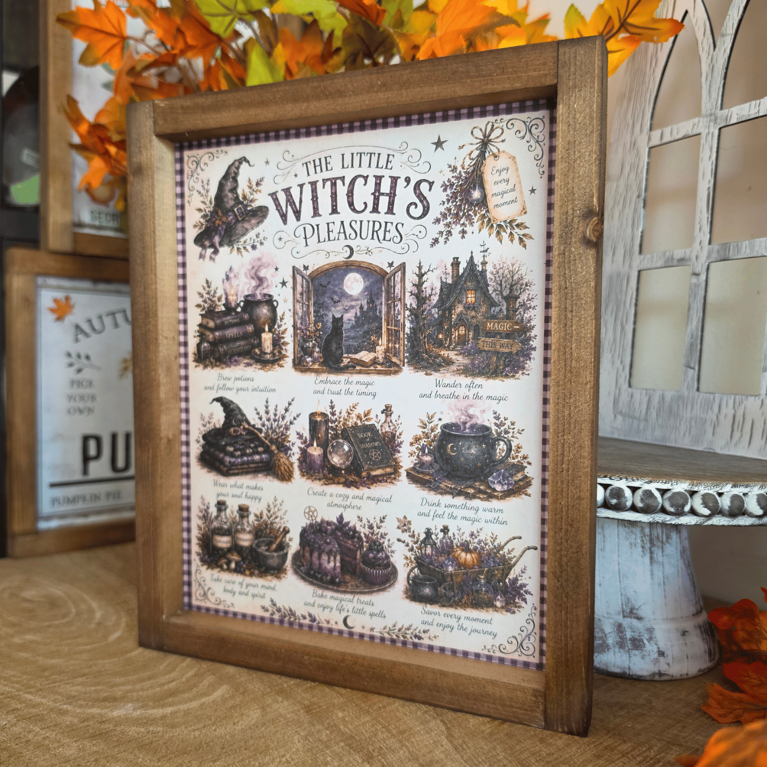 Cadre sorcière farmhouse en bois The Little Witch’s Pleasures