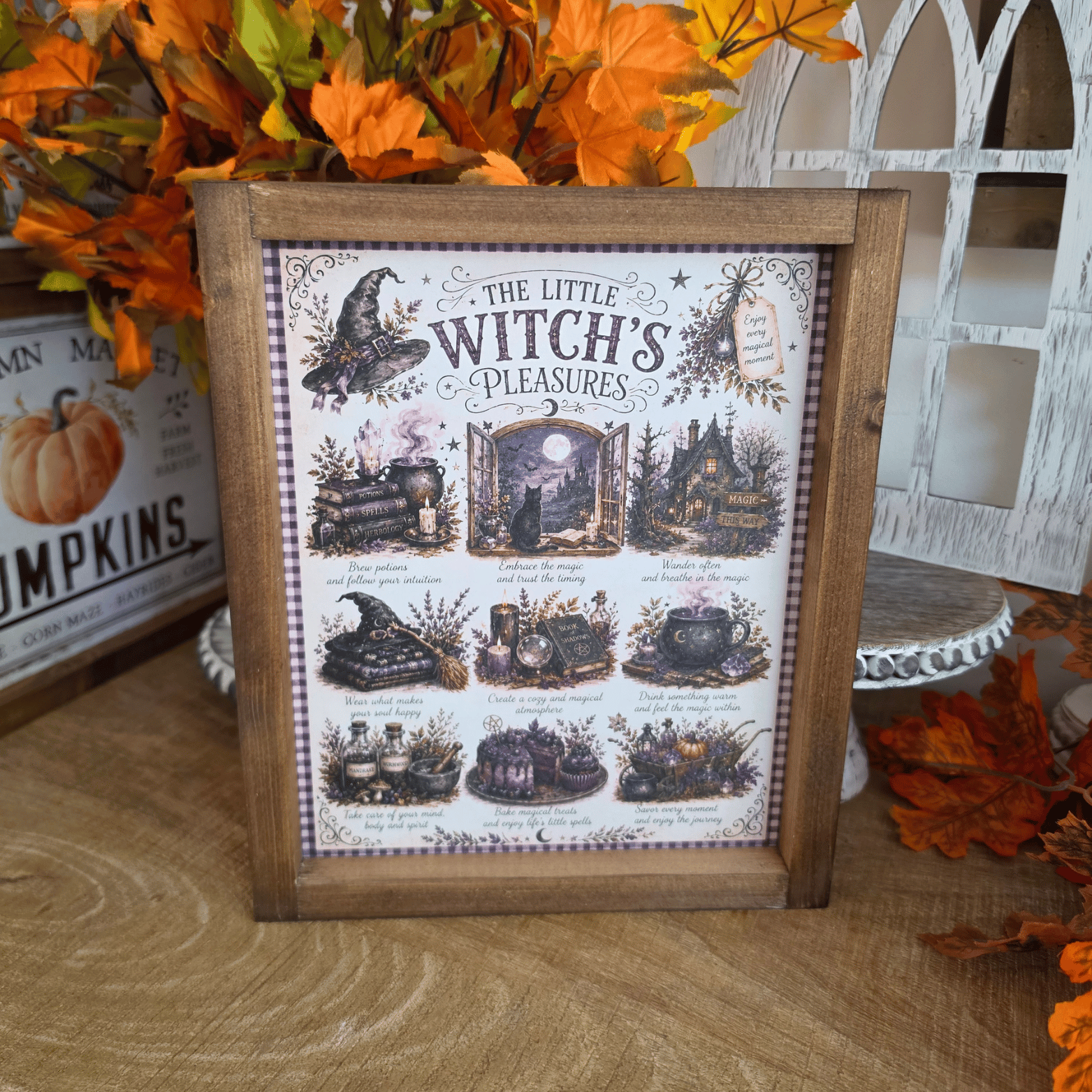 Cadre sorcière farmhouse en bois The Little Witch’s Pleasures