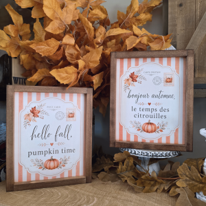 Cadre farmhouse Bonjour Automne le temps des citrouilles