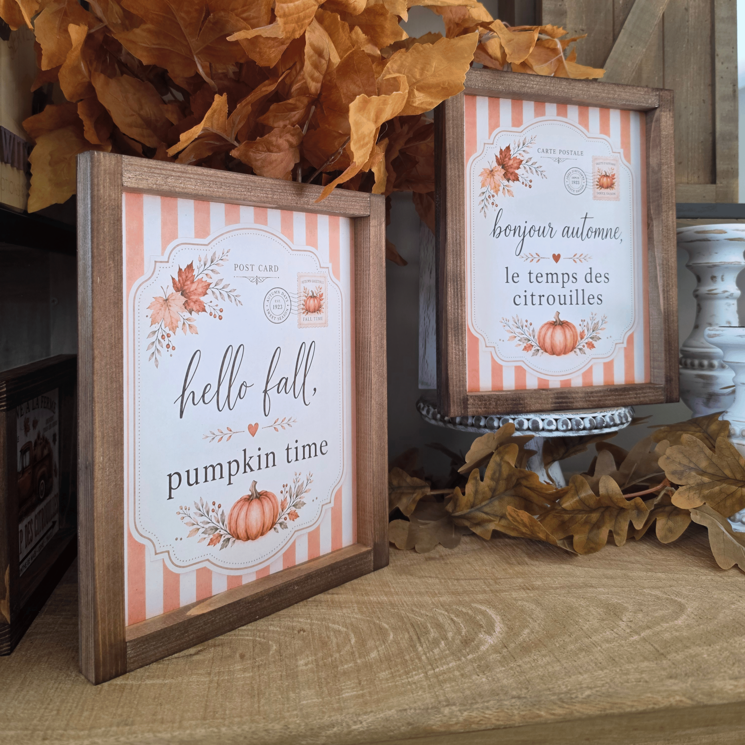 Cadre farmhouse Bonjour Automne le temps des citrouilles