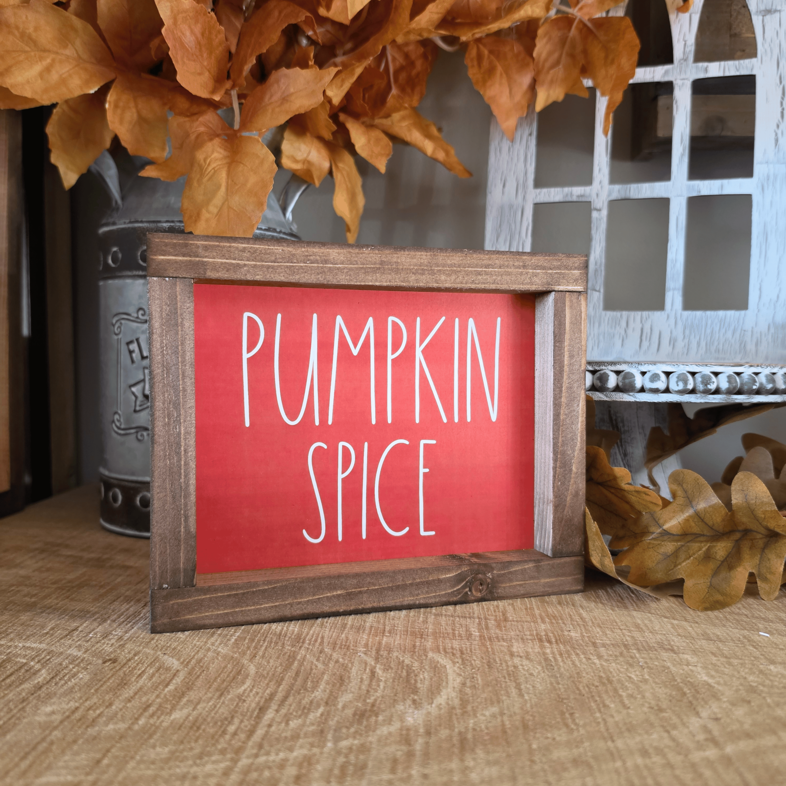 Cadre sign farmhouse Pumpkin Spice en bois pour décoration automne