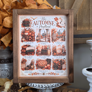 Cadre automne Poudlard farmhouse avec citrouilles et décor magique